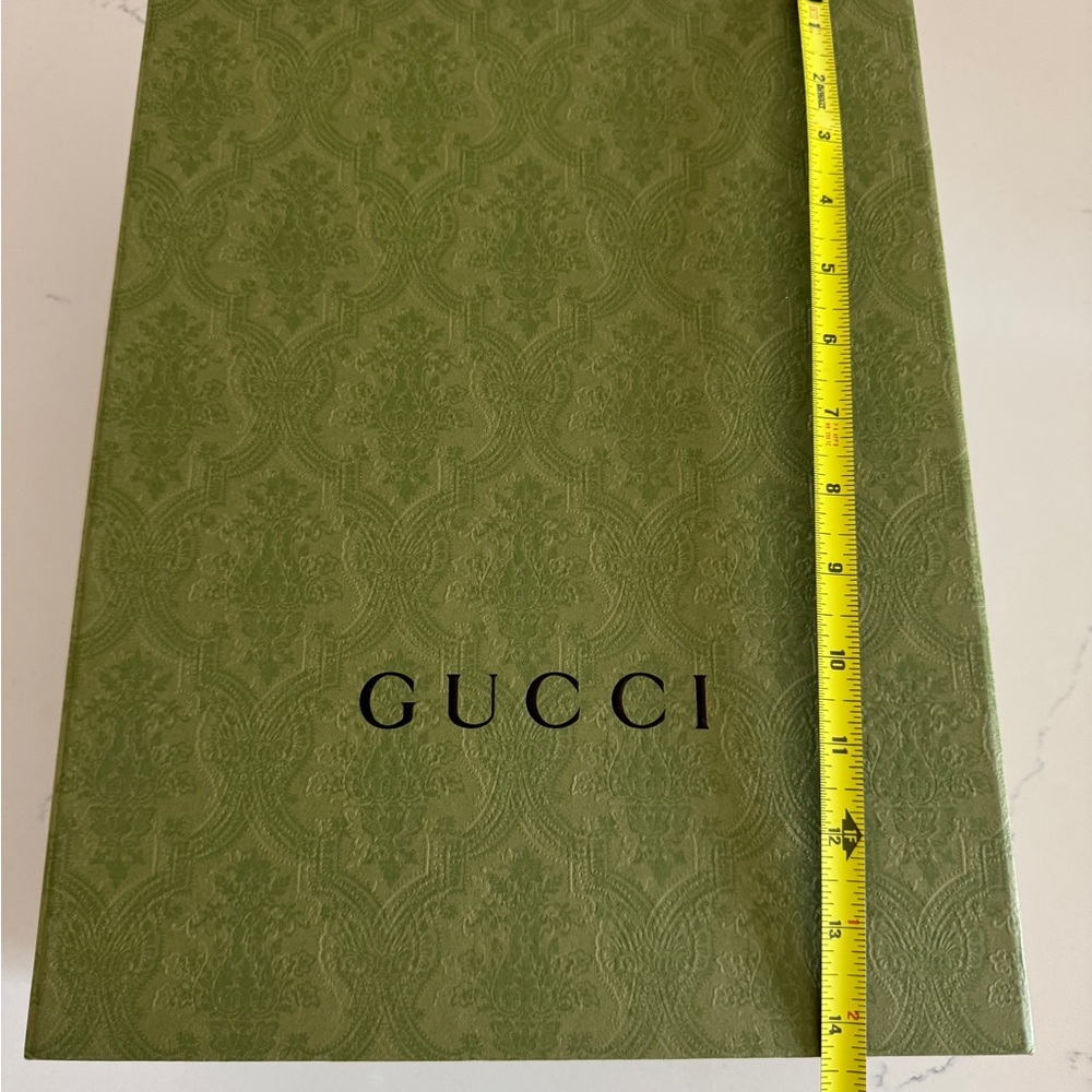 Gucci Olive Textured Box- maroon inside with ribbon